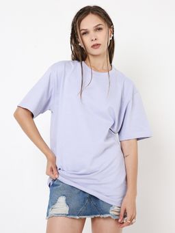BLNK - Oversized Fit Lavender Solid T-Shirt