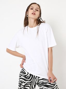 BLNK - Oversized Fit White Solid T-Shirt