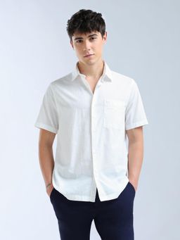 Flying Machine - Men White Cotton Solid Shirt