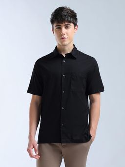 Flying Machine - Men Black Cotton Solid Shirt