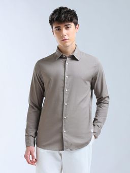 Flying Machine - Men Brown Cotton Solid Shirt