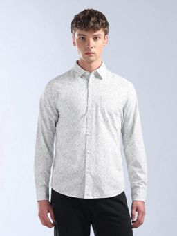 Flying Machine - Men Grey Cotton Floral Shirt