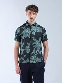 Flying Machine - Men Black Cotton Abstract Shirt