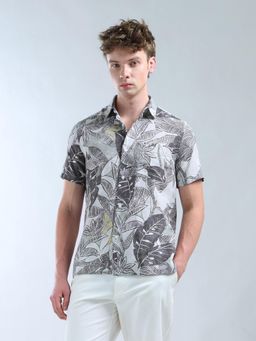 Flying Machine - Men Brown Cotton Floral Shirt