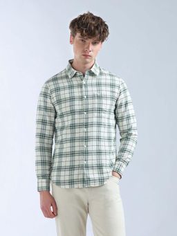 Flying Machine - Men Green Cotton Checks Shirt