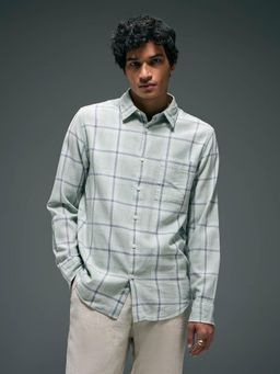 Flying Machine - Men Green Cotton Checks Shirt