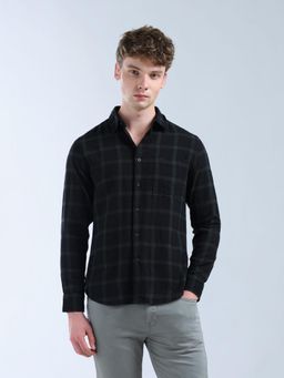 Flying Machine - Men Black Cotton Checks Shirt
