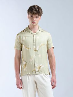 Flying Machine - Men Green Cotton Floral Shirt
