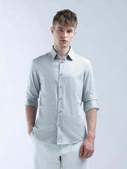 Flying Machine - Men Green Cotton Solid Shirt