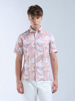Flying Machine - Men Pink Cotton Floral Shirt