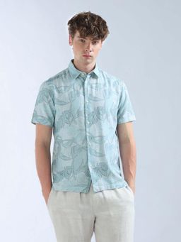 Flying Machine - Men Blue Cotton Floral Shirt