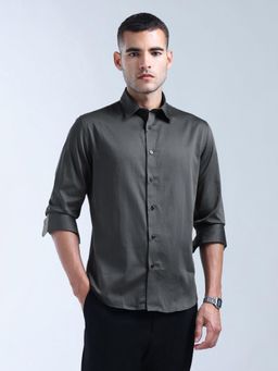 Flying Machine - Men Grey Cotton Stripes Shirt