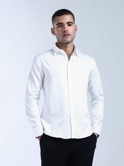 Flying Machine - Men White Cotton Solid Shirt