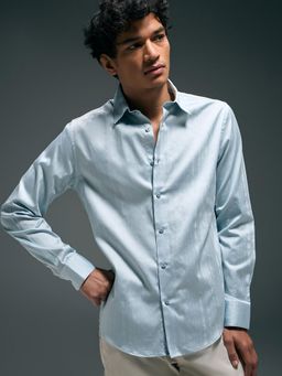 Flying Machine - Men Blue Cotton Stripes Shirt