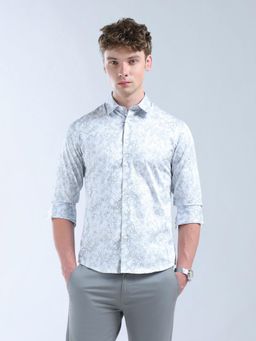 Flying Machine - Men Grey Cotton Floral Shirt
