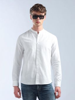 Flying Machine - Men White Cotton Self Design Shirt