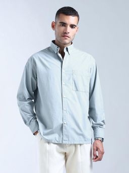 Flying Machine - Men Blue Cotton Solid Shirt