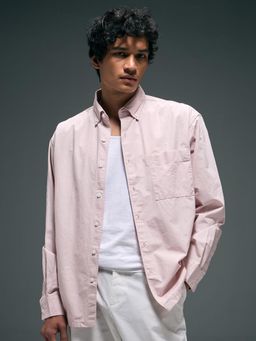 Flying Machine - Men Pink Cotton Solid Shirt