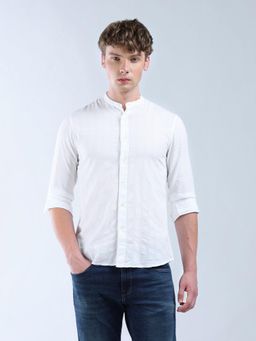 Flying Machine - Men White Cotton Self Design Shirt