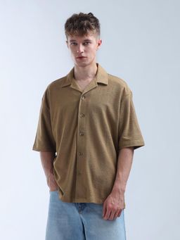 Flying Machine - Men Brown Cotton Self Design Shirt