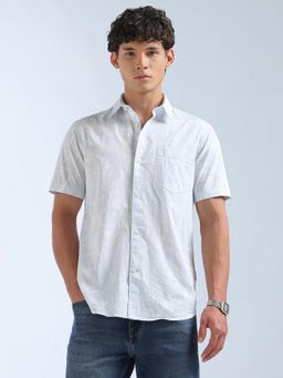 Flying Machine - Men Blue Cotton Abstract Shirt