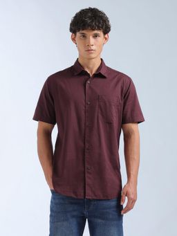 Flying Machine - Men Purple Cotton Solid Shirt