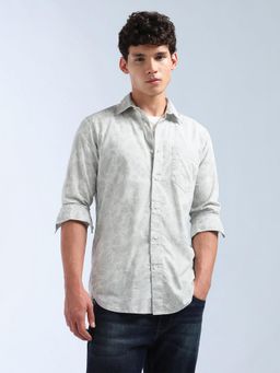 Flying Machine - Men Grey Cotton Abstract Shirt