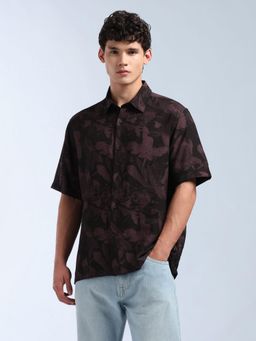 Flying Machine - Men Red Rayon Abstract Shirt