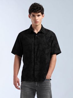 Flying Machine - Men Black Rayon Abstract Shirt