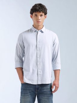 Flying Machine - Men Blue Cotton Solid Shirt