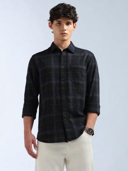 Flying Machine - Men Blue Cotton Checks Shirt