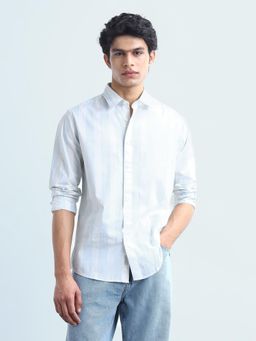 Flying Machine - Men Blue Cotton Stripes Shirt