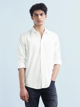 Flying Machine - Men White Cotton Solid Shirt