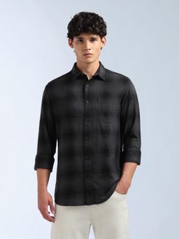 Flying Machine - Men Grey Cotton Checks Shirt