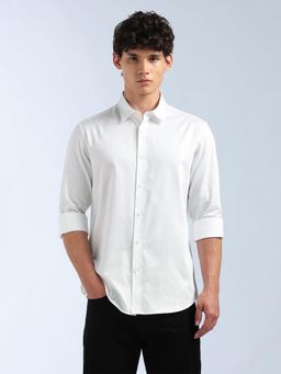 Flying Machine - Men White Cotton Solid Shirt