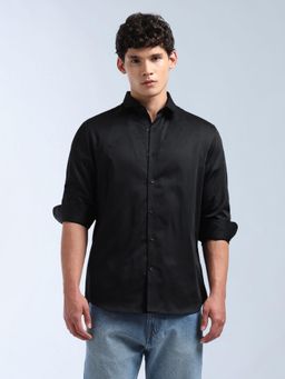 Flying Machine - Men Black Cotton Solid Shirt