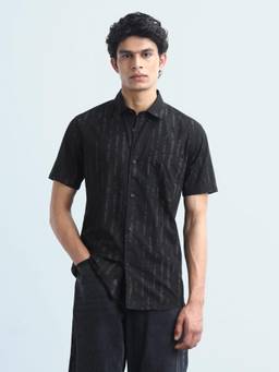 Flying Machine - Men Black Cotton Abstract Shirt