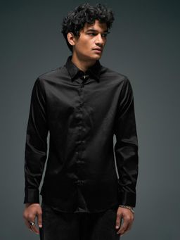 Flying Machine - Men Black Cotton Solid Shirt