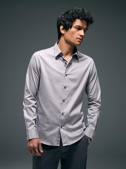 Flying Machine - Men Grey Cotton Solid Shirt