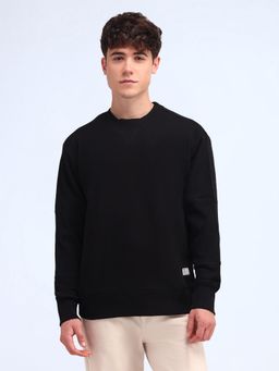 Flying Machine - Black Solid Regular Fit Sweatshirt