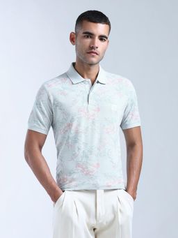 Flying Machine - Blue All-Over Regular Fit Polo T-Shirt