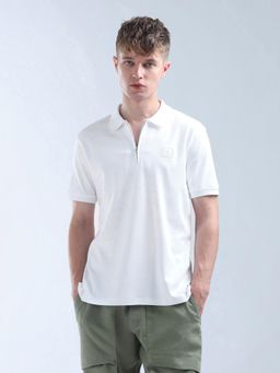 Flying Machine - White Pure Cotton Essentials Polo T-Shirt