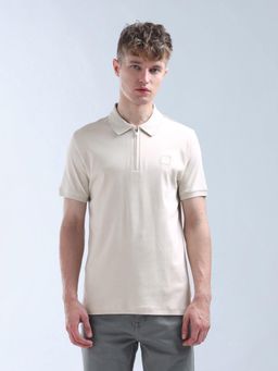 Flying Machine - Beige Solid Essentials Polo T-Shirt