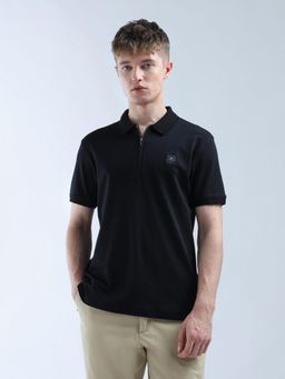 Flying Machine - Black Solid Essentials Polo T-Shirt