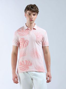Flying Machine - Pink Tropical Printed Essentials Polo T-Shirt