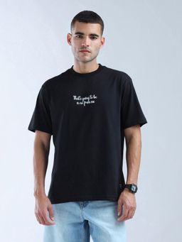 Flying Machine - Black Typographic Printed Essentials T-Shirt