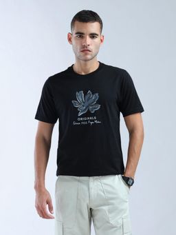 Flying Machine - Black Graphic Printed Essentials T-Shirt