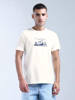 Flying Machine - White Pure Cotton Regular Fit T-Shirt