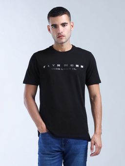 Flying Machine - Black Brand Printed Regular Fit T-Shirt