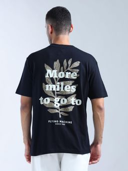 Flying Machine - Black Pure Cotton Relaxed Fit T-Shirt